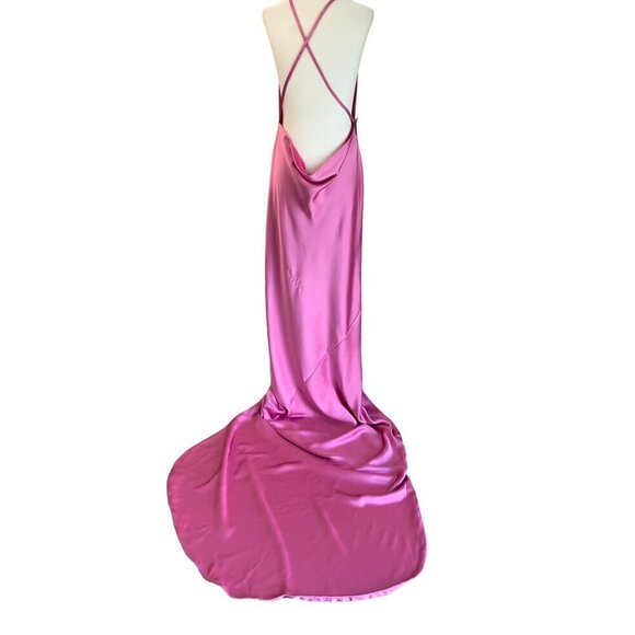 Norma Kamali Cross Back Bias Gown in Candy Pink Medium New Womens Long Dress - Picture 7 of 16